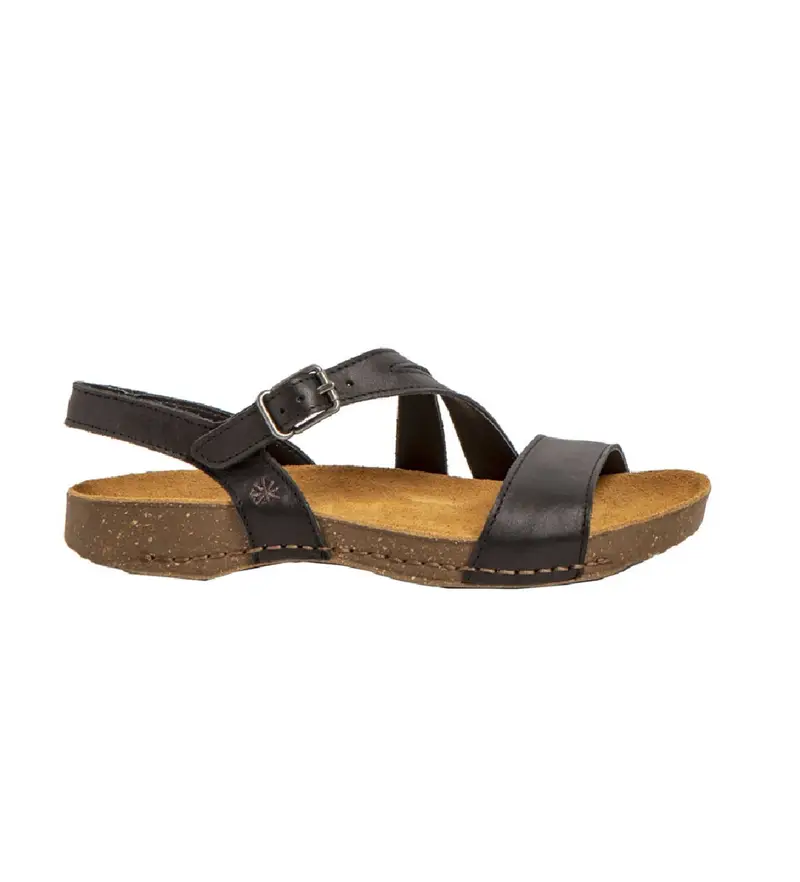 per donna 110452010003_001 Sandali in pelle 1045 I Breathe neri (36), Nero, Basso, Fibbia, Casual Naturale