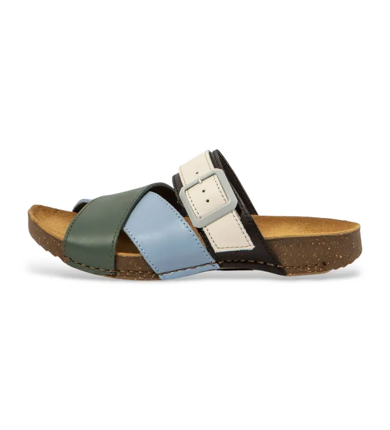 per donna 1111811YI003_0MU Sandali in pelle multicolore Multi Foliage-Cloud (37), Basso, Nessuno, Casual