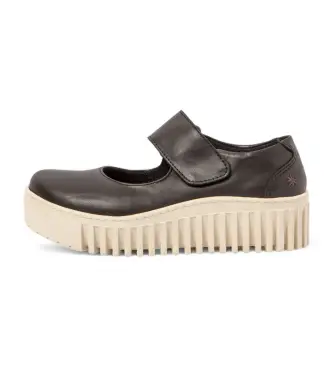 per donna 115141101003_001 1514 Scarpe in pelle nera Brighton (40), Nero, 3 a 5cm, Velcro, Casual