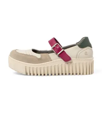per donna 1151511YV003_0MU Sandali in pelle beige Brighton 1515 (37), 3 a 5cm, Fibbia, Casual Fucsia