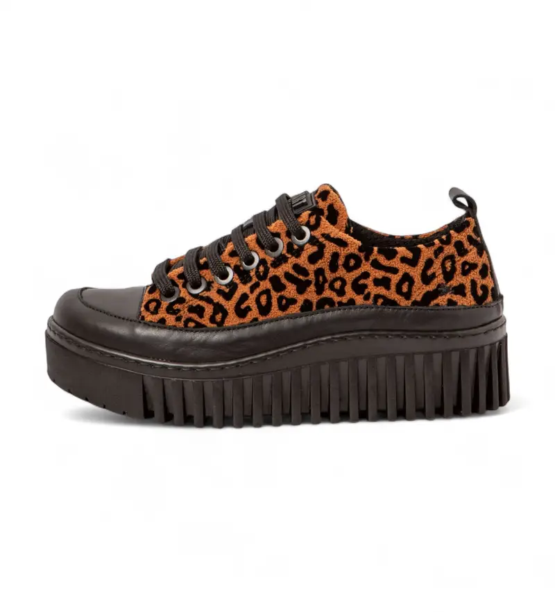 per donna 11518S1FC003_ESP Sneakers marroni Brighton 1518S (41), Marrone, 3 a 5cm, Stringhe, Casual, Animal Print
