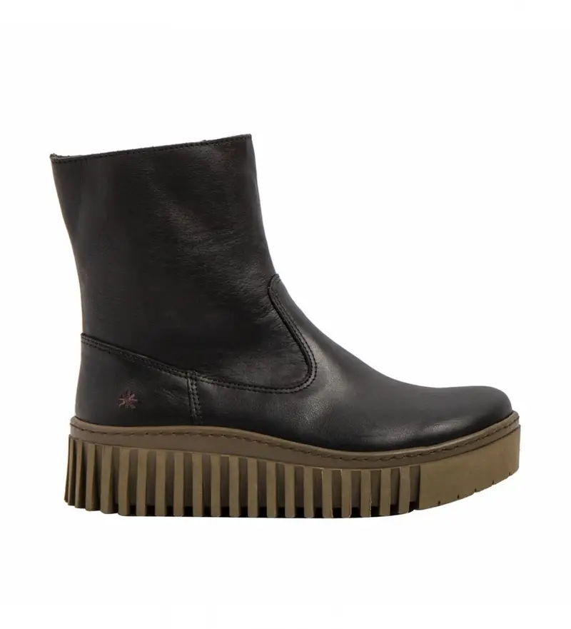 per donna 1153112UK003_001 Stivaletti in pelle 1531 nero -Altezza plateau 5cm- (41), Basso, Cerniera, Casual