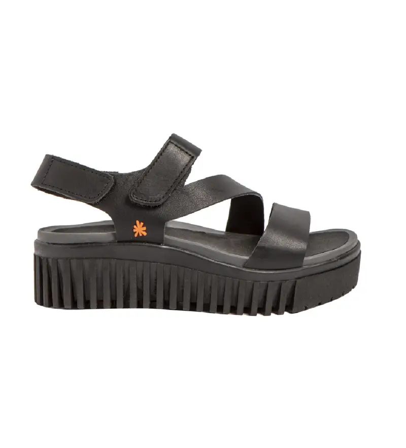 per donna. 115732101003_001 Sandali in pelle 1573 Brighton neri (36), Nero, 3 a 5cm, Velcro, Casual