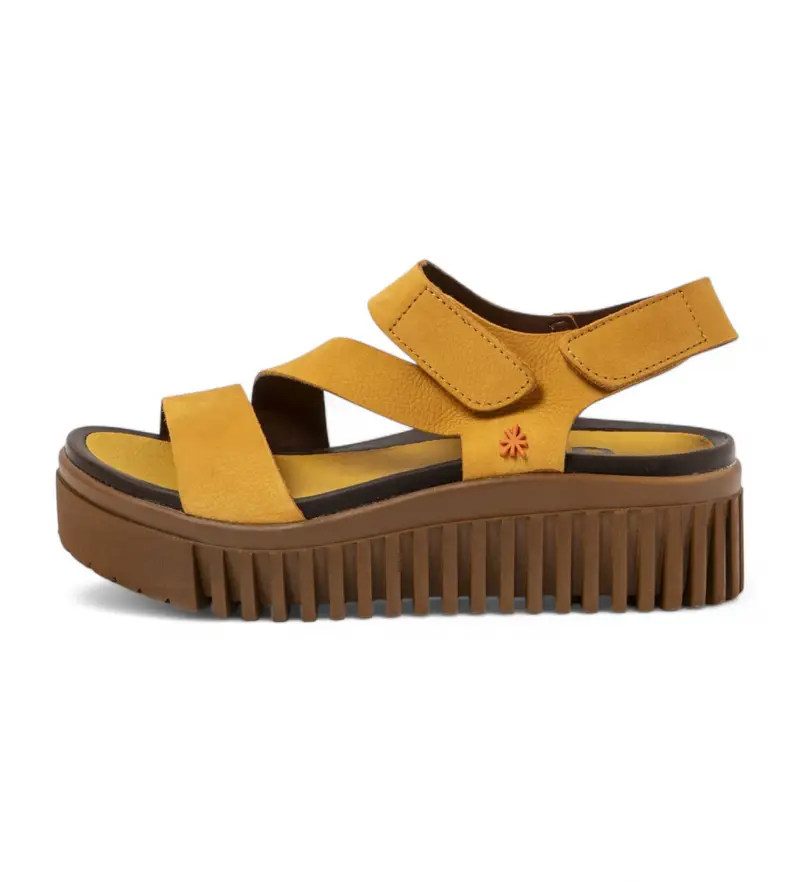 per donna. 1157331F5003_024 1573 sandali in pelle gialla Brighton (39), 3 a 5cm, Velcro, Casual, Giallo