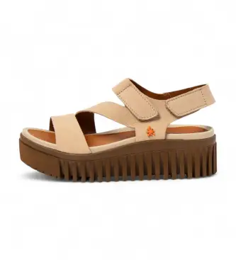 per donna 1157331GA003_0MU Sandali in pelle 1573 Brighton beige (41), 3 a 5cm, Velcro, Casual