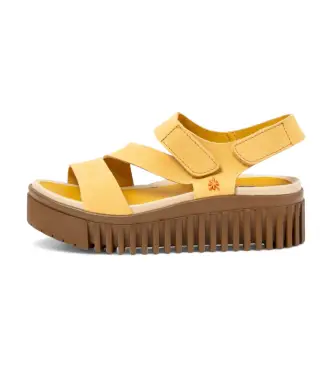 per donna 1157331GB003_0MU Sandali in pelle 1573 Brighton Yellow (36), 3 a 5cm, Velcro, Casual, Giallo