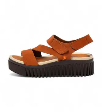 per donna 1157331GM003_0MU Sandali in pelle 1573 Brighton marrone (36), 3 a 5cm, Velcro, Casual
