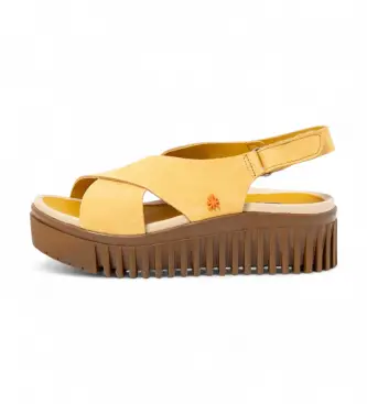 per donna 1157431GB003_0MU Sandali in pelle 1574 Brighton Yellow (36), 3 a 5cm, Velcro, Casual, Giallo Multicolore