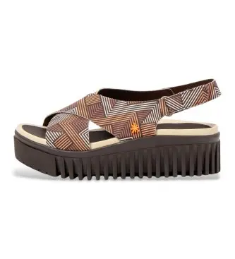 per donna 1157441GE003_ESP 1574 Sandali in pelle multicolore Fantasy (38), 3 a 5cm, Velcro, Casual