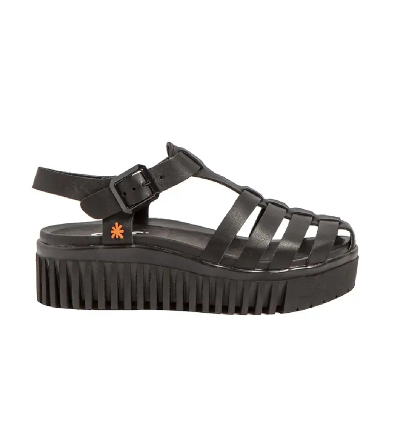 per donna. 115752101003_001 Sandali in pelle 1575 Brighton neri (36), Nero, 3 a 5cm, Fibbia, Casual