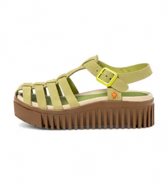 per donna 1157531G1003_0G3 Sandali in pelle 1575 Brighton Green (38), 3 a 5cm, Fibbia, Casual, Verde
