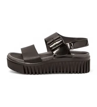 per donna 115781101003_001 1578 sandali in pelle nera Brighton (36), Nero, 3 a 5cm, Fibbia, Casual