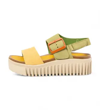 per donna 1157821GF003_0MU Sandali in pelle 1578 Brighton Green (36), 3 a 5cm, Fibbia, Casual, Multicolore, Verde
