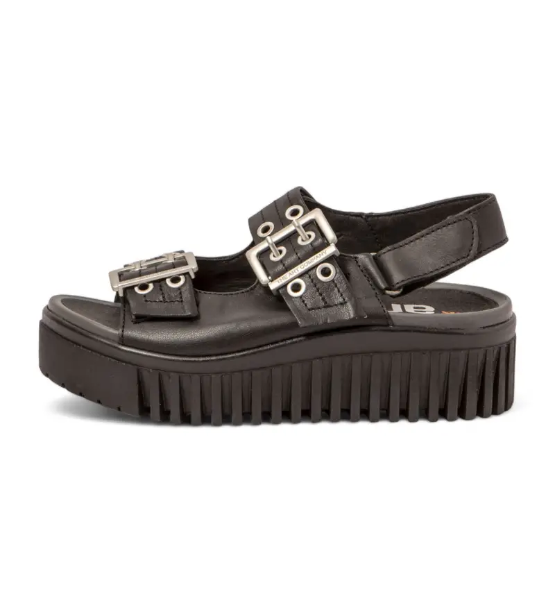 per donna. 115791101003_001 1579 sandali in pelle nera Brighton (36), Nero, 3 a 5cm, Fibbia, Casual