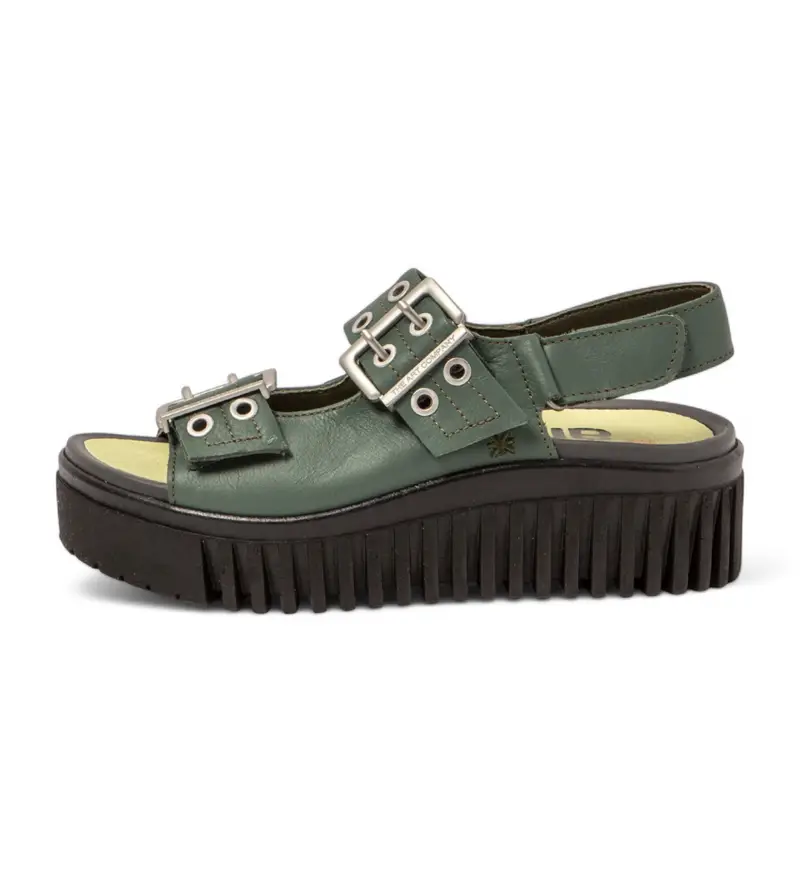 per donna. 1157911DI003_0G3 1579 sandali in pelle verde Brighton (36), 3 a 5cm, Fibbia, Casual