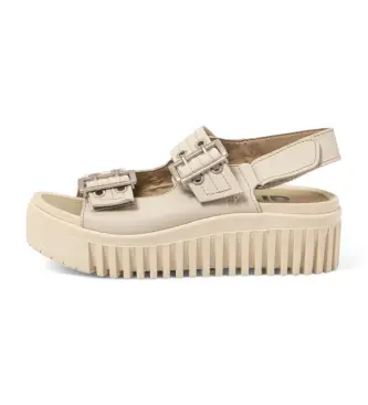 per donna 1157911ZZ003_020 1579 Sandali in pelle beige Brighton (36), 3 a 5cm, Fibbia, Casual