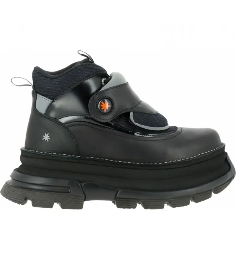 per donna 116431010003_001 Stivaletti Core 2 1643 in pelle nera - Altezza plateau 6,5 cm- (37), Nero, 5 a 8cm, Stringhe, Velcro, Casua