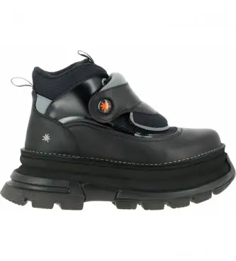 per donna 116431010003_001 Stivaletti Core 2 1643 in pelle nera - Altezza plateau 6,5 cm- (39), Nero, 5 a 8cm, Stringhe, Velcro, Casua