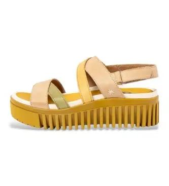 per donna 1167611Z2003_0MU Sandali Brighton in pelle gialla (37), 3 a 5cm, Velcro, Casual, Multicolore