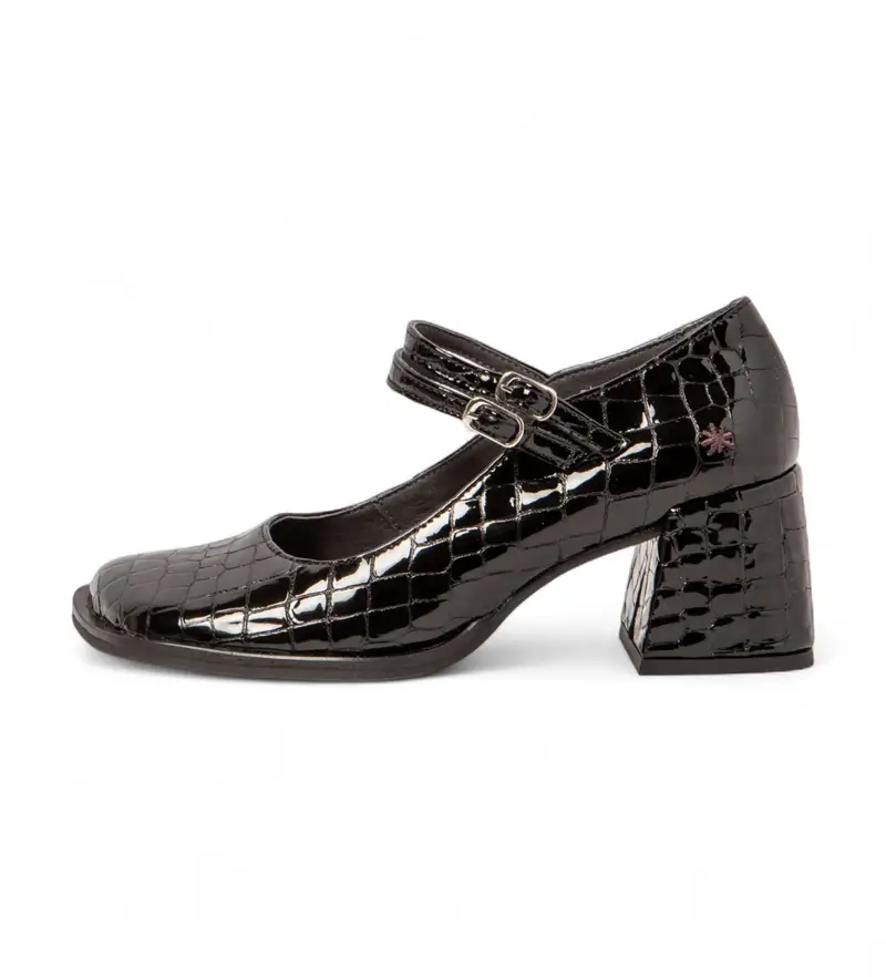 per donna. 117041201003_001 1704 Scarpe in pelle nera Verona (36), Nero, 5 a 8cm, Fibbia, Casual