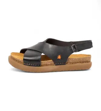 per donna 11710S201003_001 Sandali in pelle nera Rhodes 1710S (36), Nero, Basso, 1 a 3 cm, Velcro, Casual