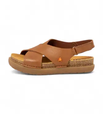 per donna 11710S223003_023 Sandali in pelle marrone Rhodes 1710S (36), Basso, 1 a 3 cm, Velcro, Casual