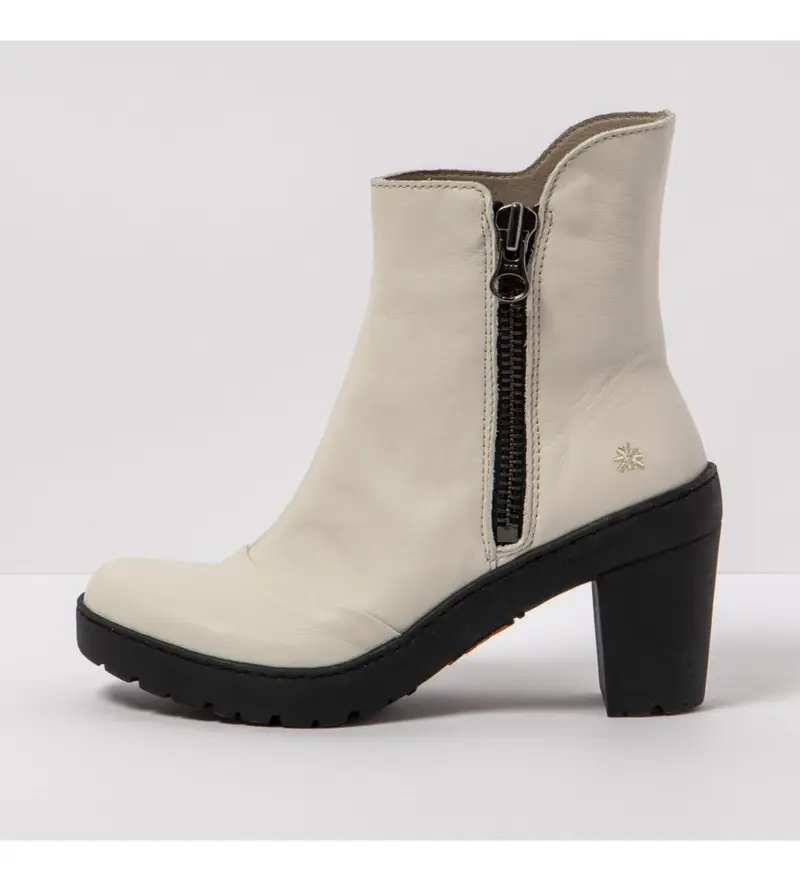 per donna 1175911ZZ003_020 Stivaletti in pelle bianco ghiaccio - altezza tacco 7,5 cm (36), Beige, Cerniera, Casual