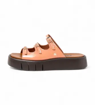 per donna 1184711AX003_ESP Sandali in pelle corallo Malaga 1847 (39), 3 a 5cm, Fibbia, Casual