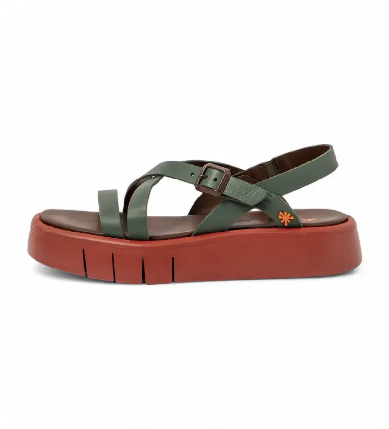 per donna. 1185311DI003_0G3 Sandali in pelle verde Malaga 1853 (36), 3 a 5cm, Fibbia, Casual