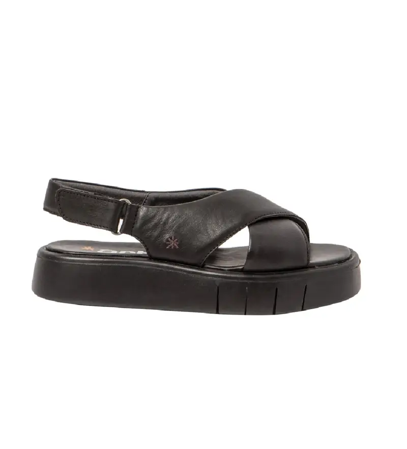 per donna. 118551101003_001 Sandali in pelle 1855 Malaga neri (36), Nero, 3 a 5cm, Velcro, Casual