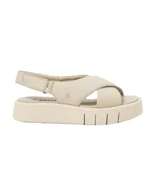per donna 1185511ZZ003_020 Sandali in pelle 1855 Malaga beige (36), 3 a 5cm, Velcro, Casual