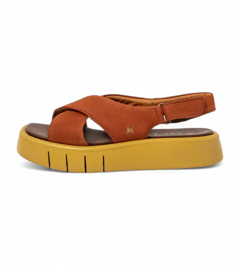 per donna. 1185512MH003_006 Sandali in pelle arancione Malaga 1855 (36), 3 a 5cm, Velcro, Casual