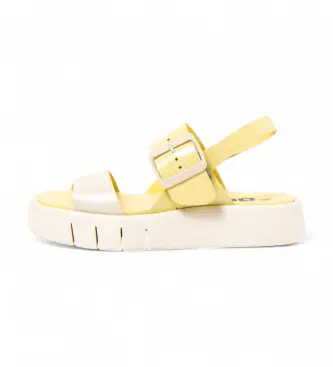 per donna 1185711GN003_0MU Sandali in pelle 1857 Malaga giallo (37), 3 a 5cm, Fibbia, Casual