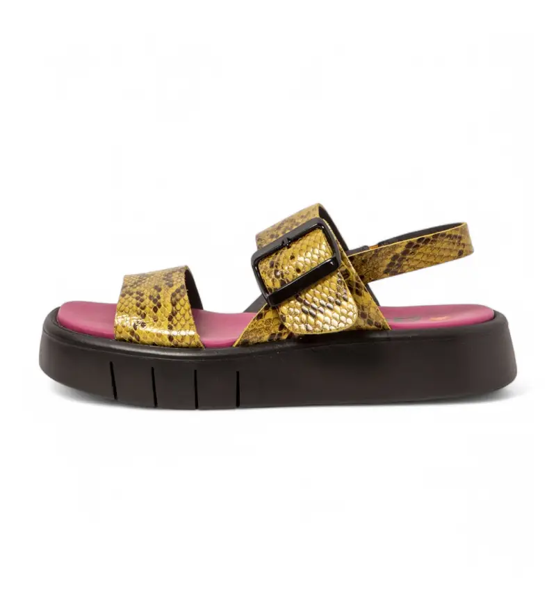 per donna. 1185711XT003_024 Sandali in pelle gialla Málaga 1857 (36), 3 a 5cm, Fibbia, Casual, Giallo