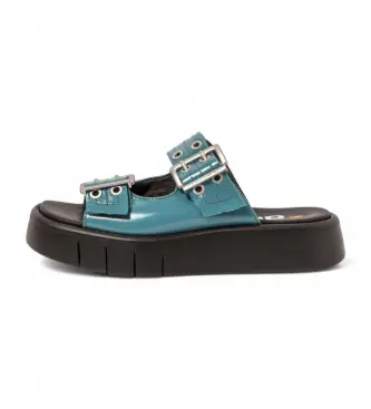 per donna 118581103003_0B0 Sandali in pelle blu Malaga 1858 (36), 3 a 5cm, Fibbia, Casual