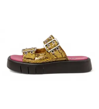 per donna 1185812XT003_024 Sandali in pelle gialla Málaga 1858 (37), 3 a 5cm, Fibbia, Casual, Giallo