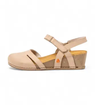 per donna 1193141ZZ003_020 Sandali in pelle beige Live 1931 (36), 3 a 5cm, Velcro, Casual