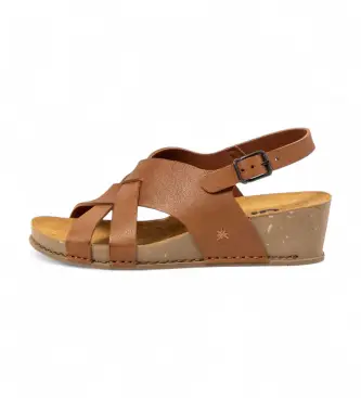 per donna 119341123003_023 Sandali in pelle marrone vivo del 1934 (36), 3 a 5cm, Fibbia, Casual