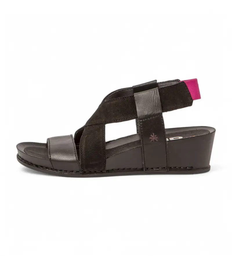 per donna. 1194411EO003_001 1944 I Imagine sandali in pelle nera (37), Nero, 3 a 5cm, Velcro, Casual