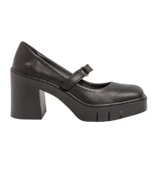 per donna 119771101003_001 Scarpe in pelle nera del 1977 -Altezza tacco 9 cm (36), Nero, 8 a 10cm, Velcro, Casual