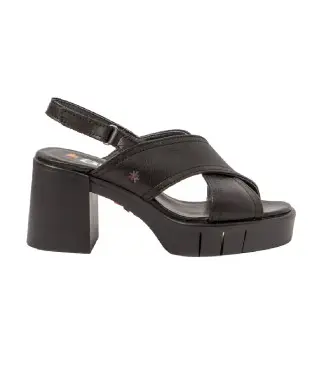 per donna 119901101003_001 Sandali Eivissa in pelle nera del 1990 -Altezza tacco 8,5 cm- (36), Nero, 8 a 10cm, Velcro, Casual