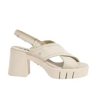 per donna 1199011ZZ003_020 Sandali in pelle beige Eivissa del 1990 -Altezza tacco 8,5 cm- (37), 8 a 10cm, Velcro, Casual