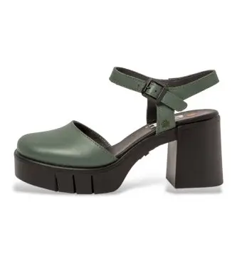 per donna 1199111DI003_0G3 Scarpe del 1991 in pelle blu-verde (38), 8 a 10cm, Fibbia, Casual