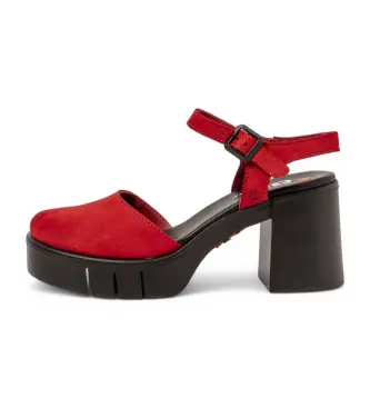 per donna 119911208003_008 Sandali in pelle rossa Eivissa 1991 (41), Rosso, 8 a 10cm, Fibbia, Casual