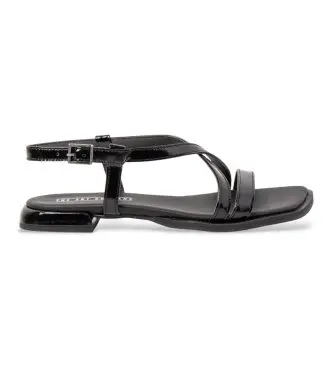 per donna 120011101003_001 Sandali in pelle nera del 2001 (37), Nero, 1 a 3 cm, Fibbia, Classico Naturale