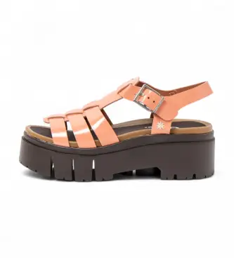 per donna 1204211AX003_ESP Sandali in pelle 2042 Leeds corallo (36), 5 a 8cm, Fibbia, Casual