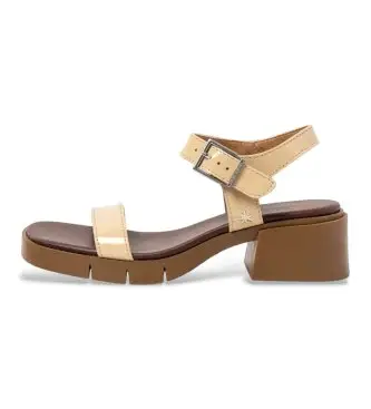 per donna 1206011KH003_082 Sandali in pelle dorata 2060 (37), Oro, 3 a 5cm, Fibbia, Casual