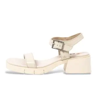 per donna 1206011ZZ003_020 Sandali in pelle beige 2060 (36), 5 a 8cm, Fibbia, Classico