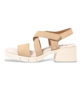 per donna 1206212H5003_020 Sandali in pelle beige 2062 (36), 5 a 8cm, Velcro, Casual