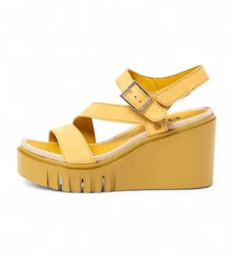 per donna 1208012GB003_024 Sandali gialli 2080 (36), Pelle, 8 a 10cm, Fibbia, Casual